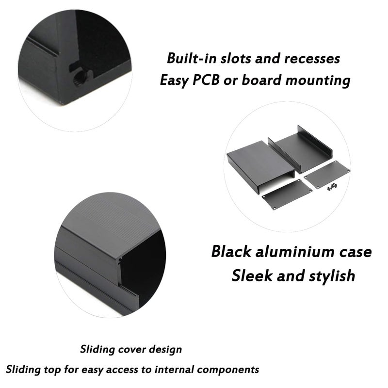 JIUWU Aluminum Project Box PCB Enclosure Case Sand Blast Reinforced Split for Audio Amplifier DIY Power Supply Signal Amplifier, 4.17x2.16x5.90 inch (LWH) - Image 5